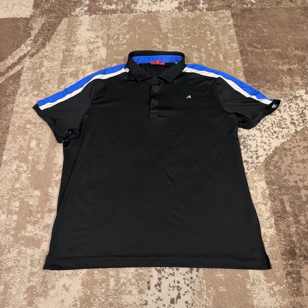 REDVANLY Sevigne Athletic Luxury Stretch Men's Polo Golf Black XL Short Sleeve